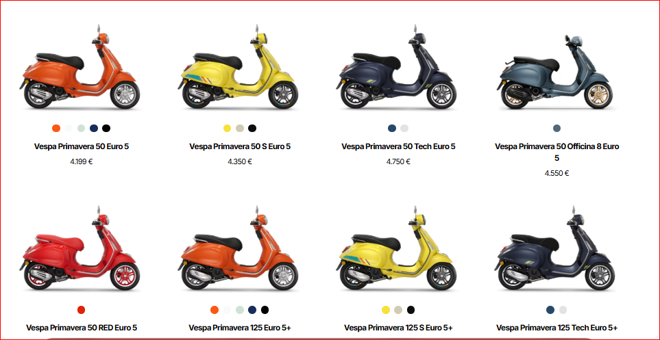 VESPA VERSIONES 50-125